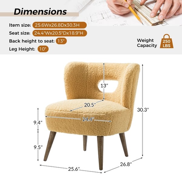 dimension image slide 8 of 11, Dulcinea Ullna Lambskin Sherpa Upholstery Accent Chair by HULALA HOME