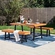 preview thumbnail 2 of 10, MAISON ARTS 3-Piece Patio Dining Table Set Acacia Wood with 1 Rectangular Table and 2 Benches