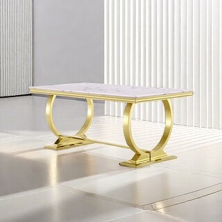 Brushed Gold Dining Table with 78 inch Glass Top and Tapered Barrel ...
