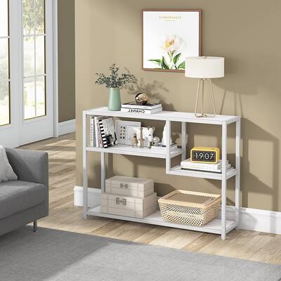 43 Inch Small Sofa Console Table with Storage Shelves for Behind Couch Living Room Entryway Hallway Foyer TV Stand