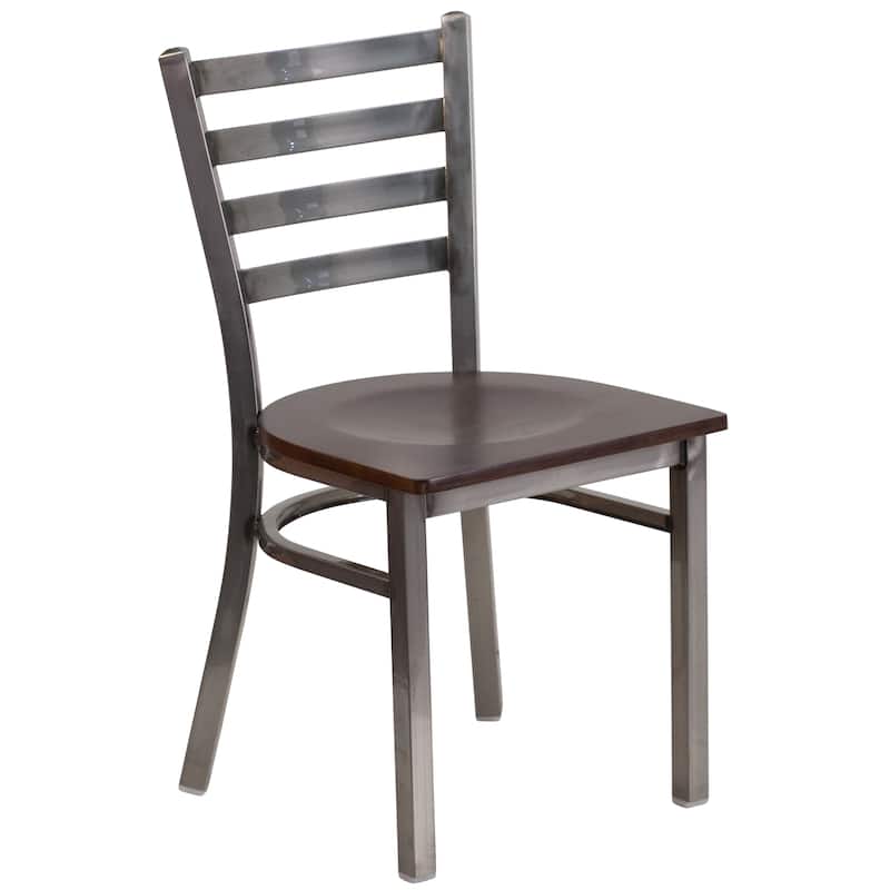 Clear Coated Ladder Back Metal Restaurant Chair - 16.5"W x 17"D x 32.25"H