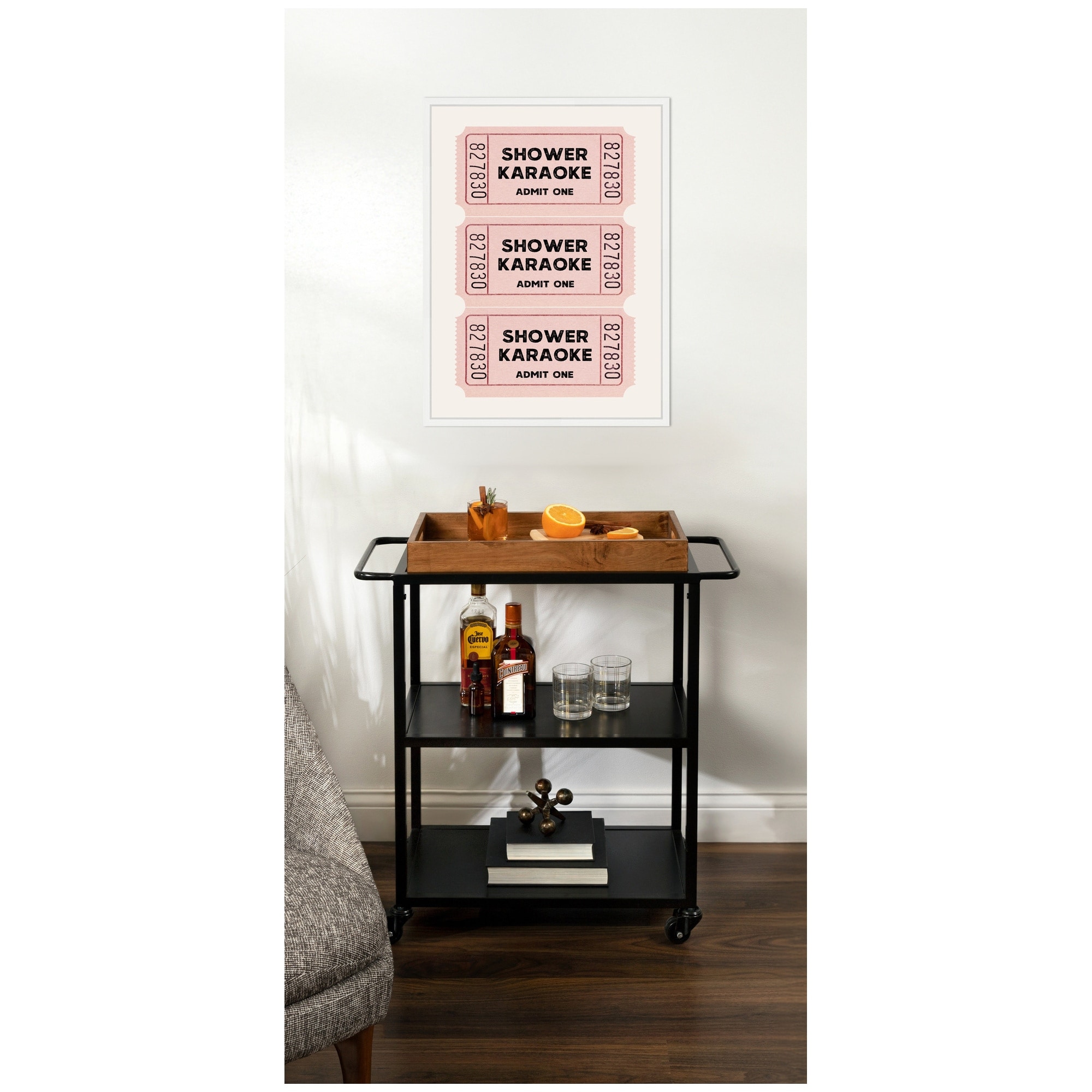 Kate and Laurel Shower Karaoke Tickets by Megan Ryan Framed Canvas Wall Art Print