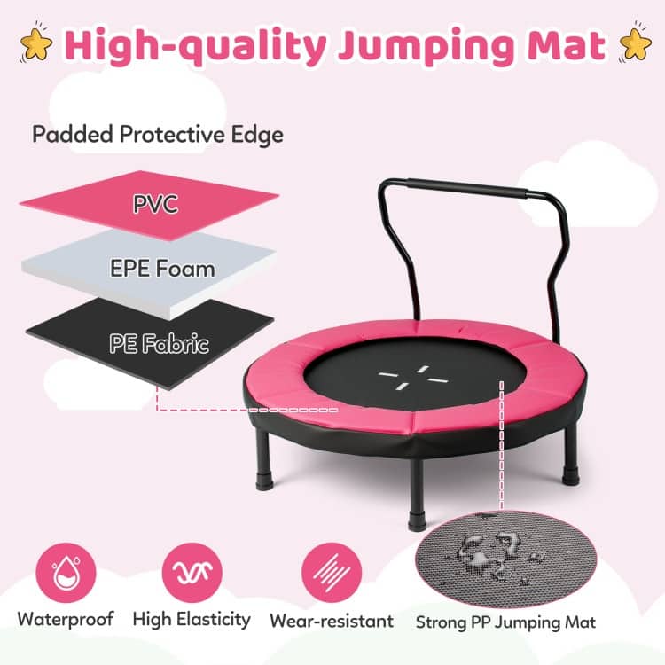 Metal Kids Trampoline with Foam Handle and Safety Mat