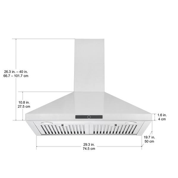 Ancona 30 in. Convertible Wall Mount Pyramid Range Hood in Stainless
