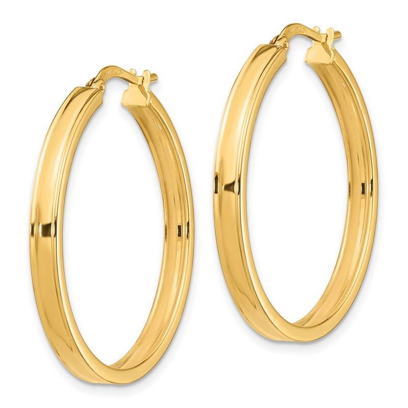 Curata 14k Yellow Gold Polished 30x3mm Squared Hoop Earrings