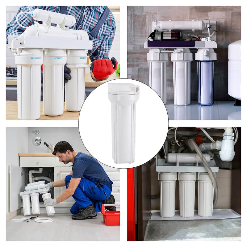Water Filter Housing 10" Whole House Filtration System 1/2" Inlet/Outlet White - 3.5mm