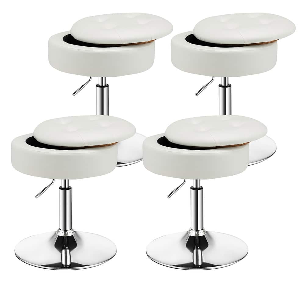 Costway Set of 4 Adjustable Vanity Stool Swivel Storage Makeup Chair - See Details