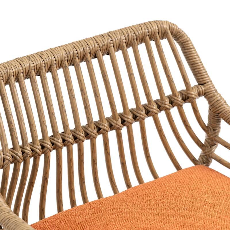 360° Swivel Bar Stools Set of 2, Adjustable Counter Height Chairs with Footrest, Rattan Bar Chairs with Cushions