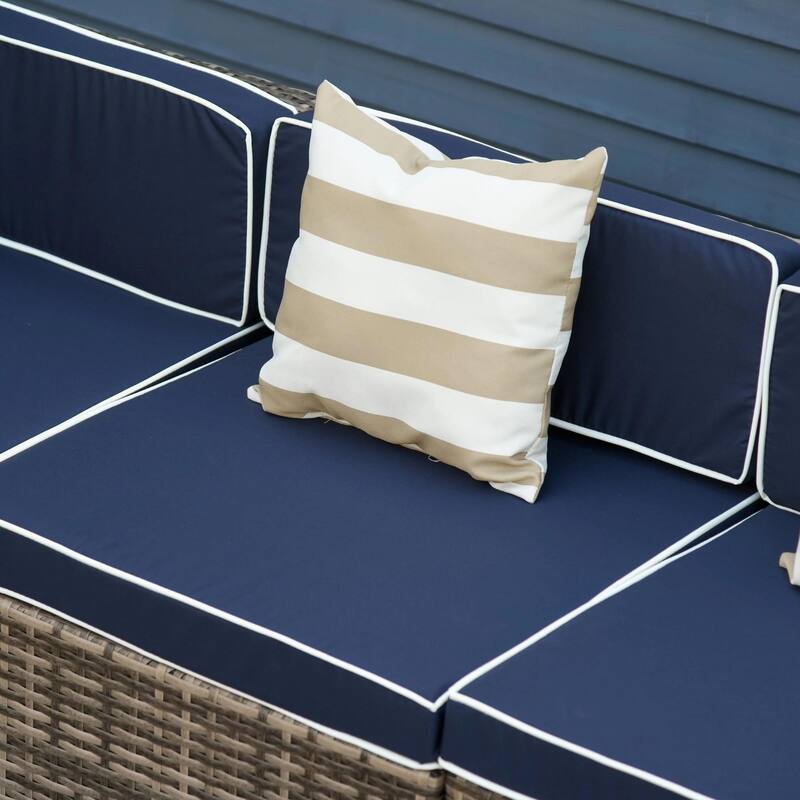7PCS Patio Sectional, All Weather PE Rattan Sofa Coffee Table