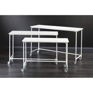 3 Piece White Nesting Tables with Casters