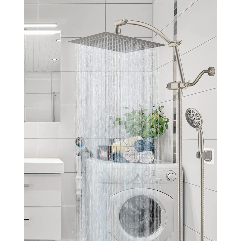 All Metal 10'' High Pressure Rainfall Shower Head With Handheld Spray
