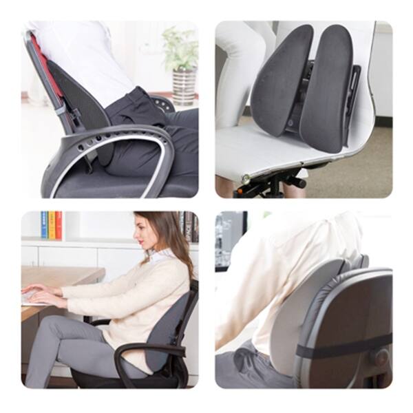 Urbo 2 Pack Ergonomic Lumbar Back Support Cushion With Height Adjustment Movable Wings For Office Chair Grey Overstock 32911308