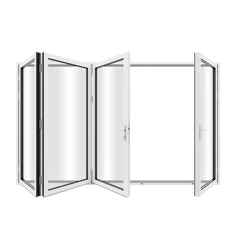 KaMic 120" x 96" 4-Panel Aluminum Patio Folding Door Right to Left-Outswing