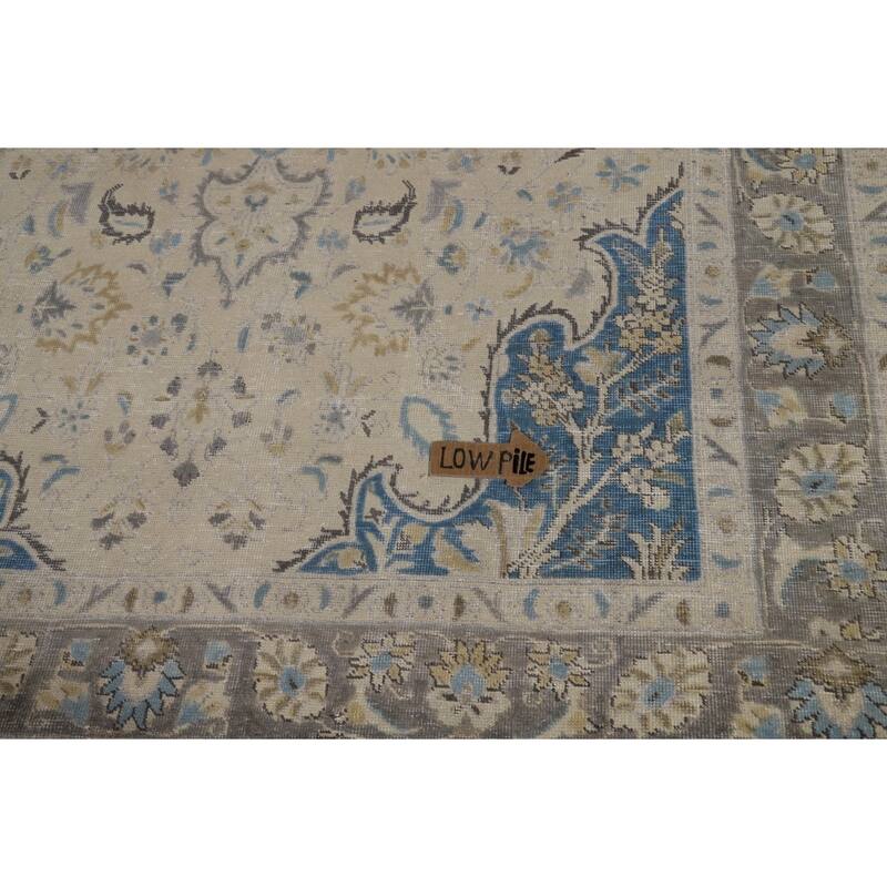 Traditional Floral Tabriz Persian Area Rug Handmade Beige Wool Carpet - 7'0"x 10'4"