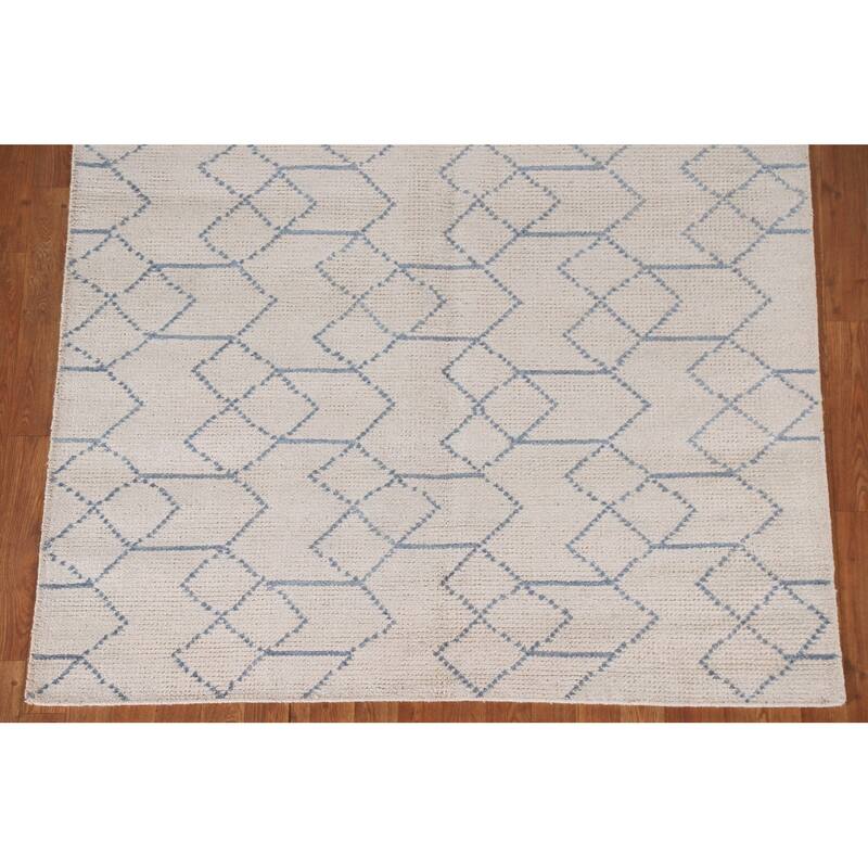 All-Over Moroccan Indian Area Rug Hand-Knotted Wool Carpet - 5'0"x 7'11"