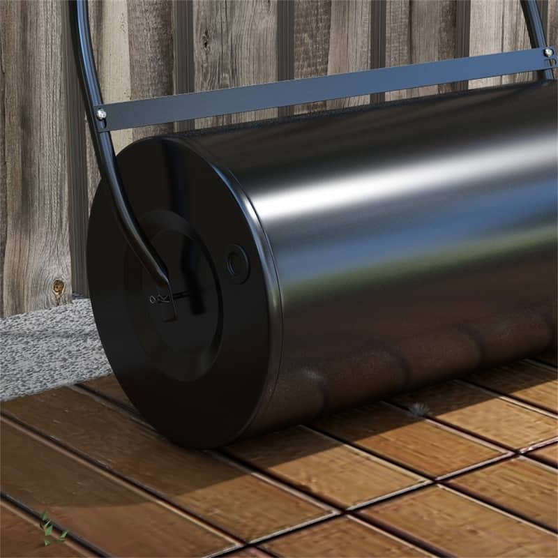 Steel Lawn Roller 46L Capacity, U-Handle, Adjustable Weight, Rounded Edges for Sod, Seed, and Lawn Leveling, Black