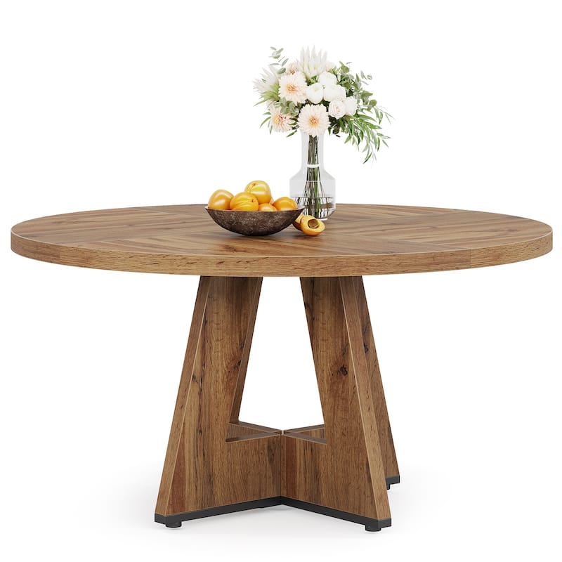 47-inch Wood Round Kitchen Dining Table for Dining Living Room