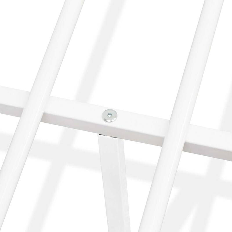 Full Bed Frame with Metal Legs - Modern Deluxe Bed - Powder Coated White Finish