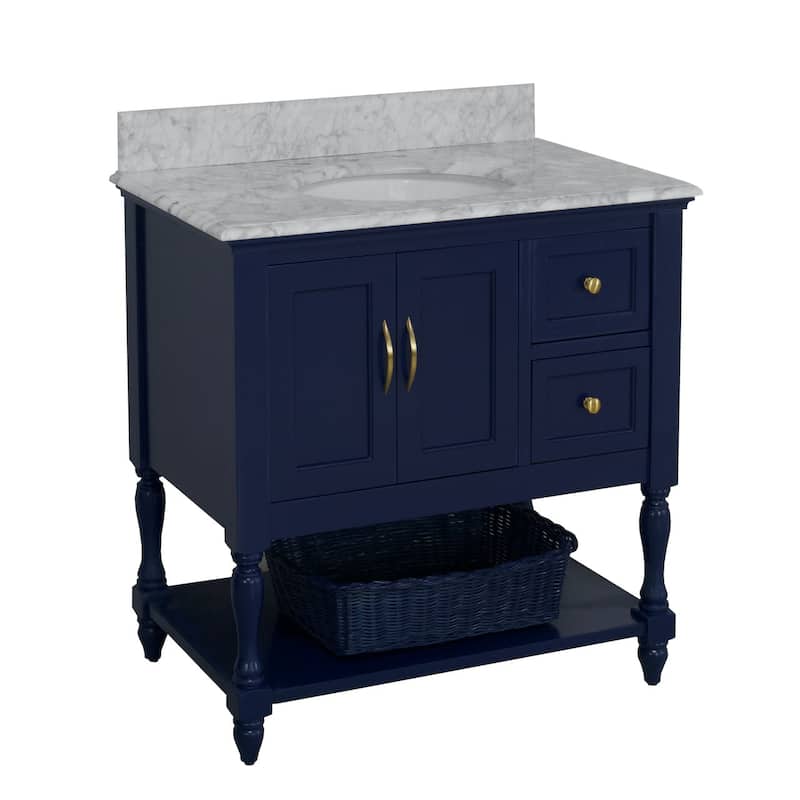 KitchenBathCollection Beverly 36" BathroomVanity w/ Carrara Marble Top