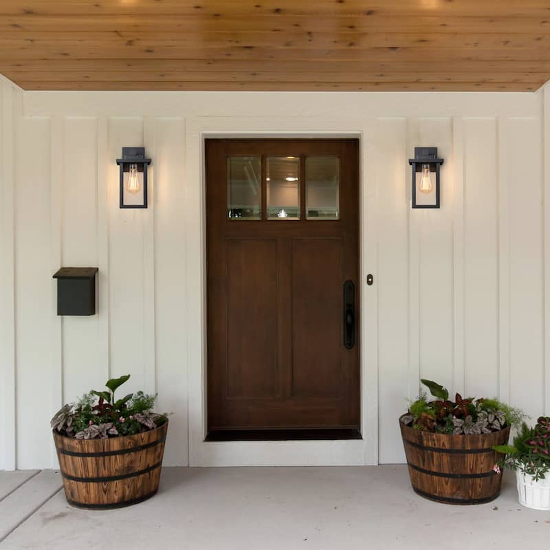 C Cattleya 2-Pack 1-Light Black Outdoor Wall Sconces Exterior Wall Light