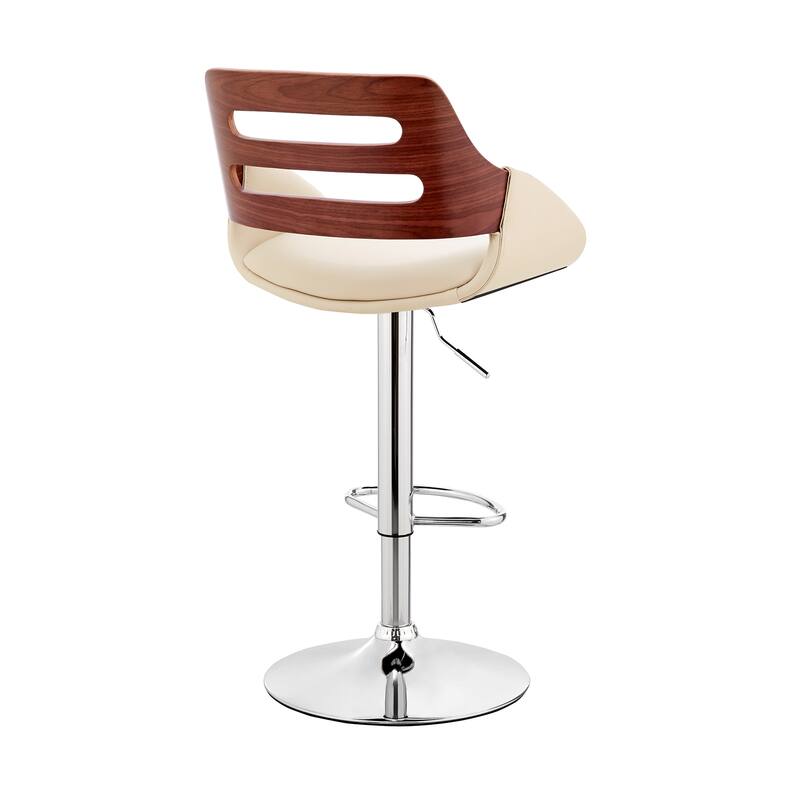 Karter Faux Leather and Wood Adjustable Swivel Bar Stool
