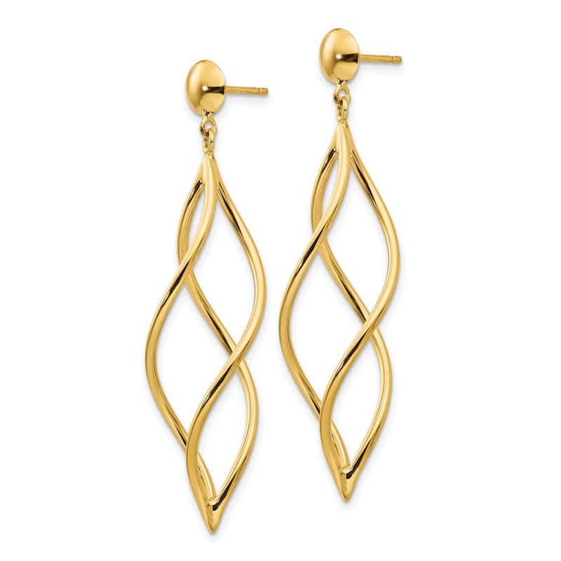 Curata 10k Yellow Gold 51x12mm Infinity Swirl Post Earrings