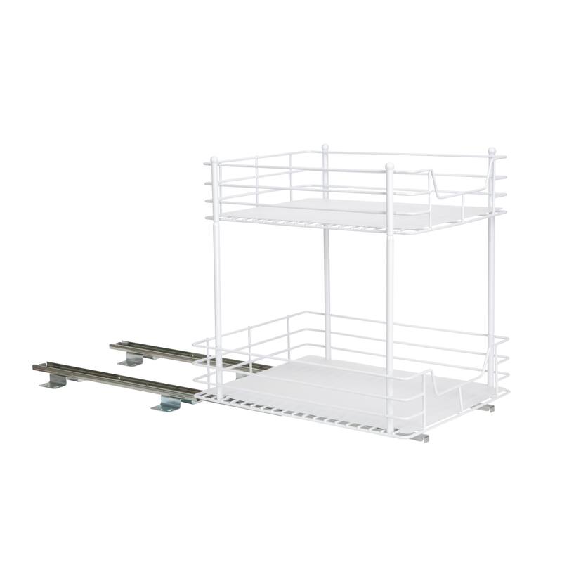 Household Essentials 2 -Tier Pull-Out/Slide-Out Storage Organizer with Plastic Liners