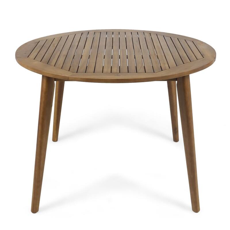 Acacia Wood Outdoor Dining Table - Modern Teak Finish Square Patio Table for Backyard