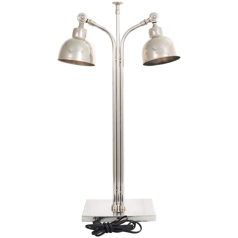 Silver or Brass Stainless Steel Desk Lamp with Dual Shades
