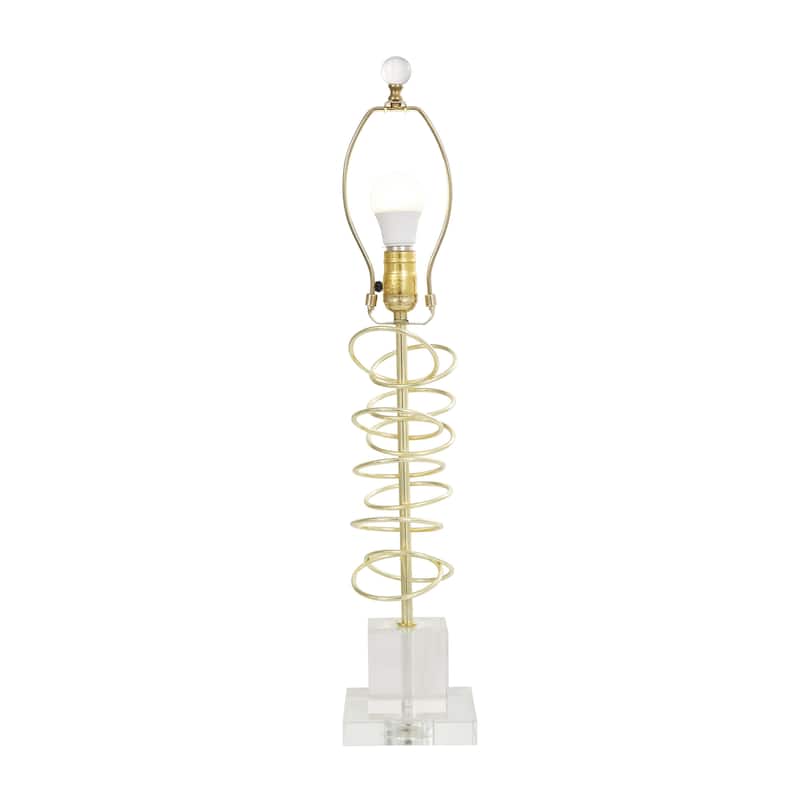 Metal Abstract Overlapping Ring Room Accent Lamp with Elevated Square Glass Base - Gold - Roche River Decor