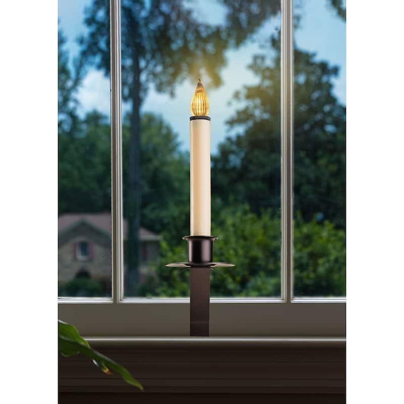 LED Cambridge Slant Bracket Window Candle with Sensor - 12" - Antique Bronze - Set of 3