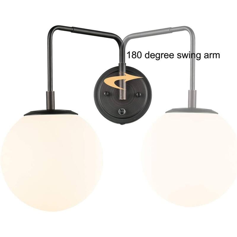 Sifnos Wall Sconce Opal Globe Glass Modern Wall Sconce Plug-in & Hardwired