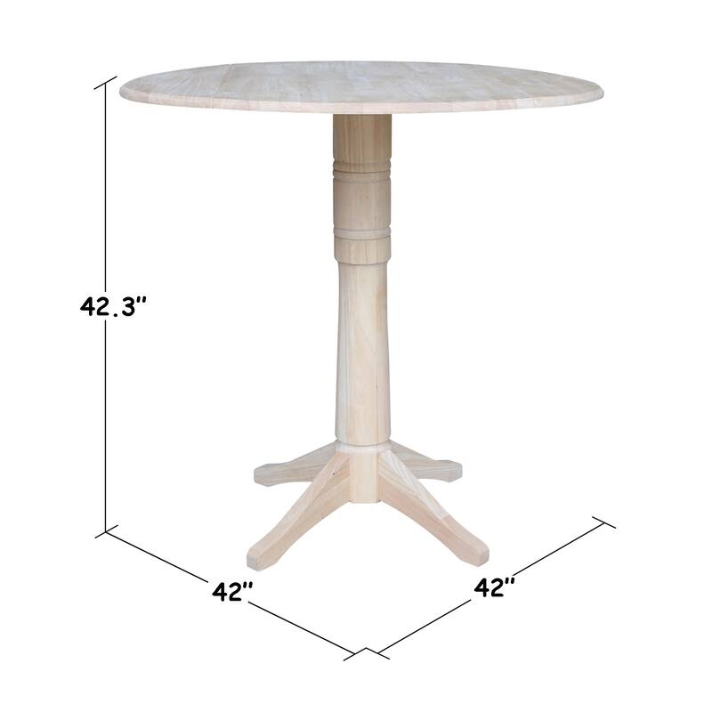 42" Round Pedestal Bar Height Table with Two San Remo Stools - Unfinished