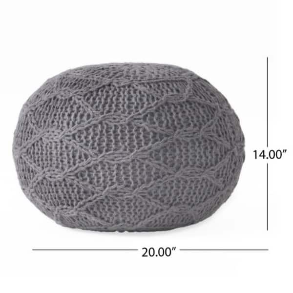 Dark Gray Wool Cylindrical Pouf With Diamond Pattern Dark Gray Wool Cylindrical Pouf With Diamond Pattern