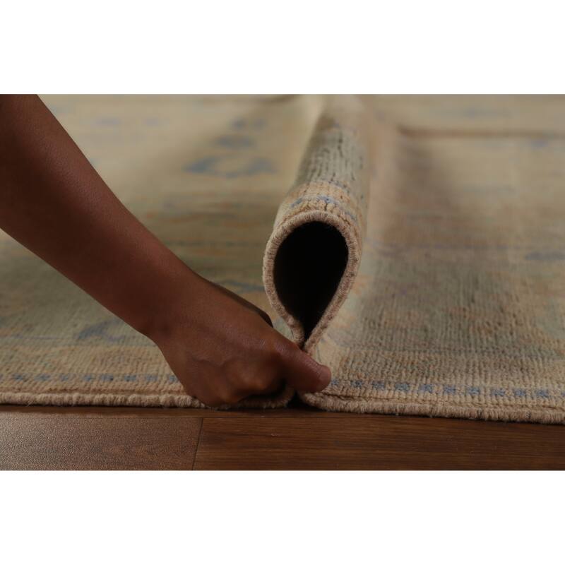 Hand Knotted Oriental 100% Wool Carpet Transitional All-Over Peach Oushak Area Rug - 10' 0'' X 8' 4''