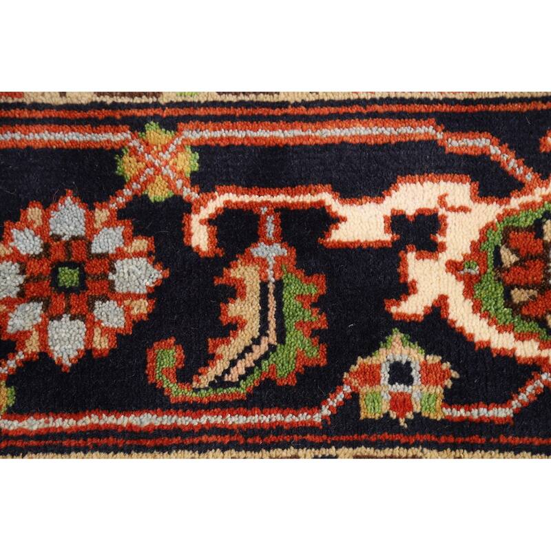 Medallion Heriz Serapi Indian Rug Hand-Knotted Orange Wool Carpet - 8'10"x 11'11"