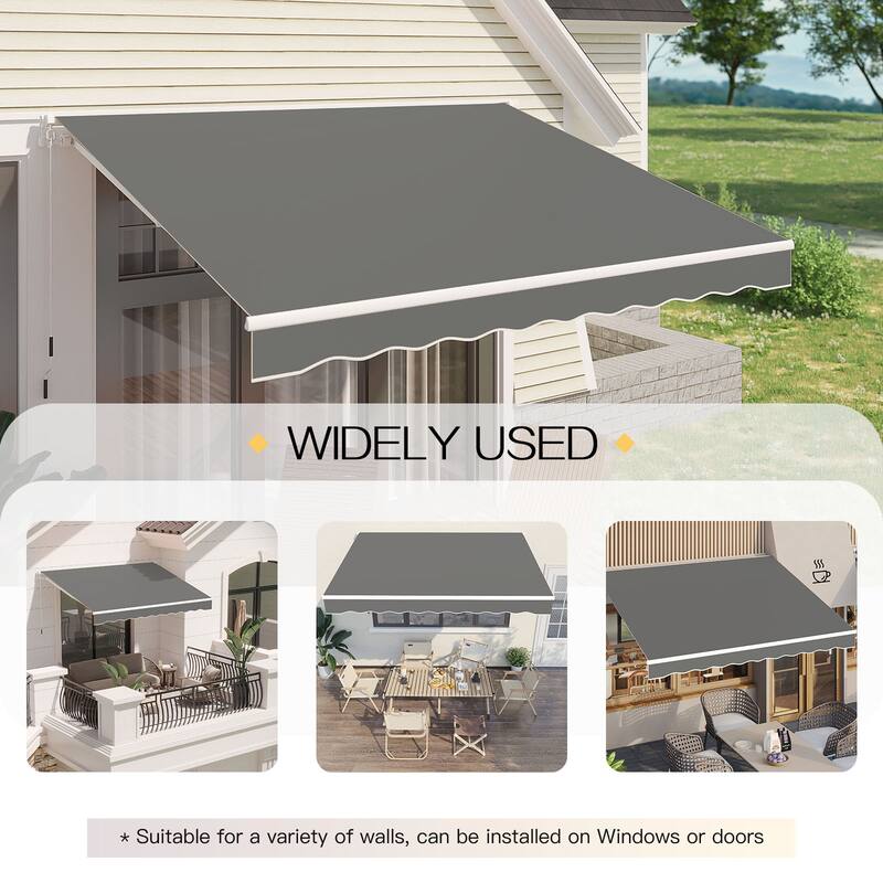 AECOJOY Manual Retractable Patio Awning Outdoor Sunshade Shelter (Cover Only)