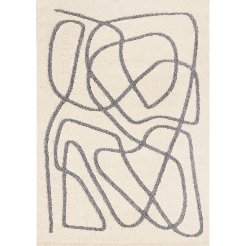 Sullivan Cream Grey Winding Path Area Rug, 5'3" x 7'7"