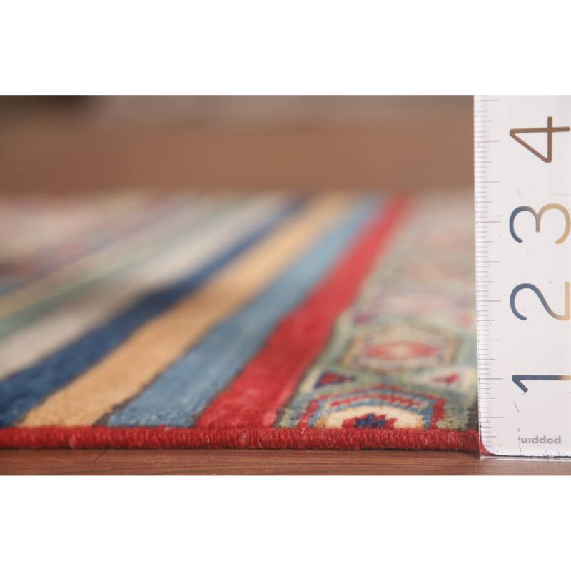 Striped Kazak Runner Rug Handmade Wool Carpet - 2'8" x 9'5"
