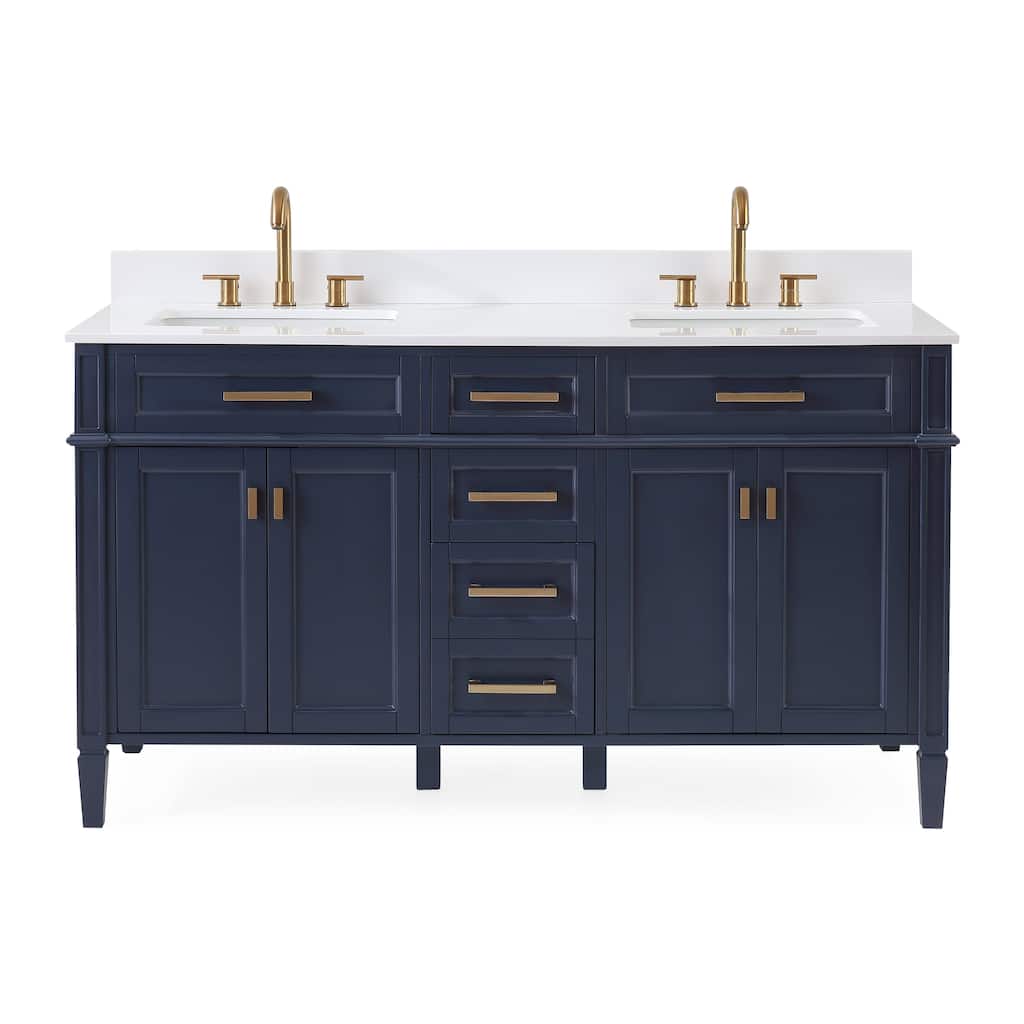 60" Tennant Brand Durand Modern Navy Blue Double Sink Bathroom Vanity