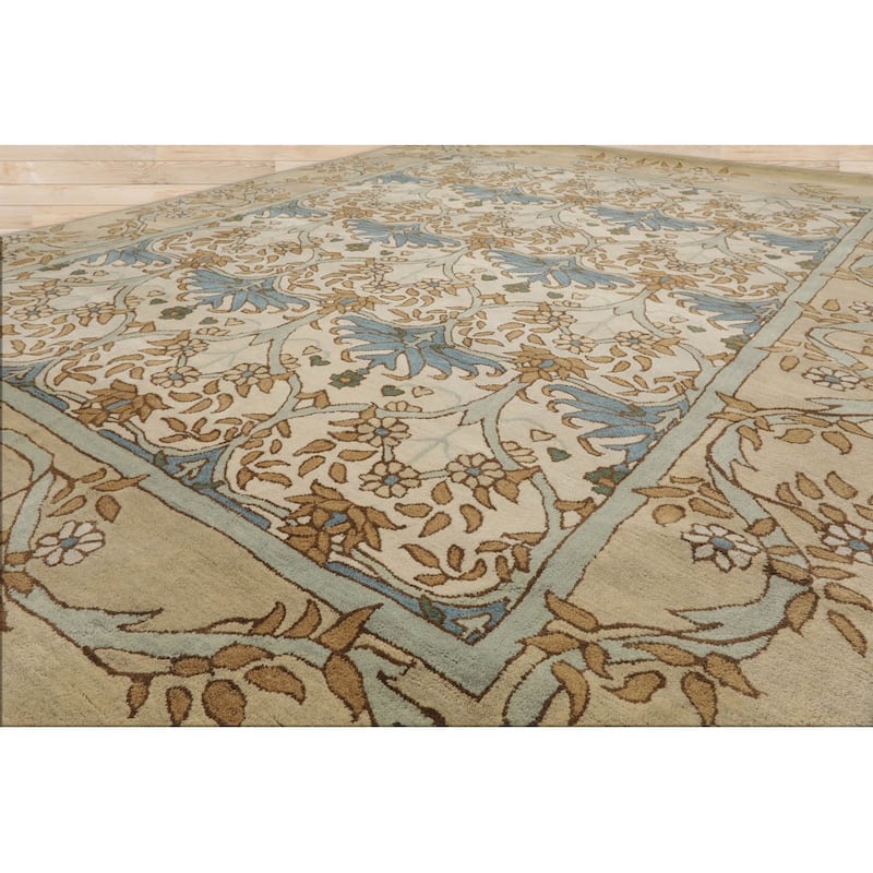 Hand Tufted 100% Wool Arts & Crafts William Morris Beige Area Rug