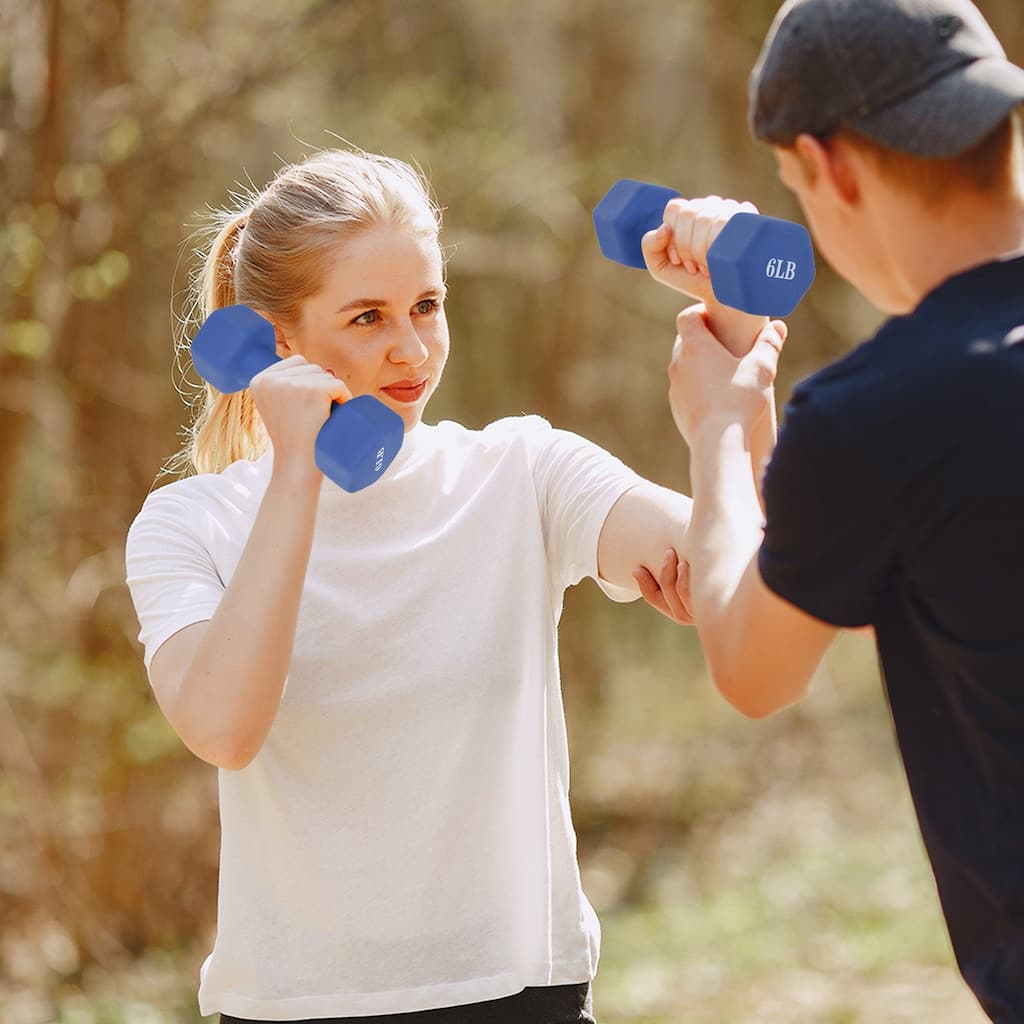 A Pair Dumbbell Barbell Neoprene Coated Weights 6 Pound Blue