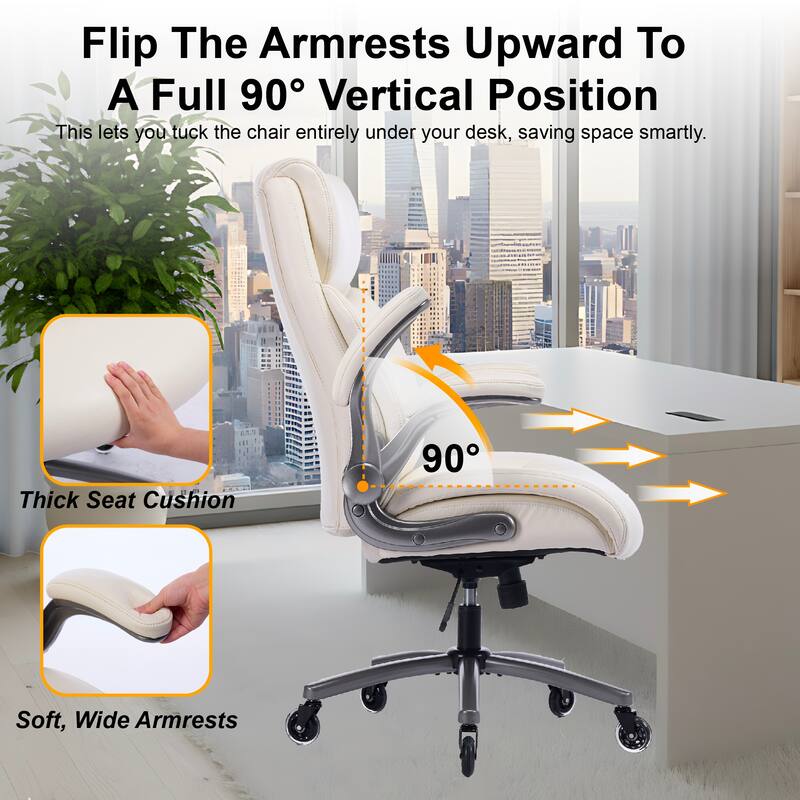 Ergonomic High-Back Office Chair in Premium Leather