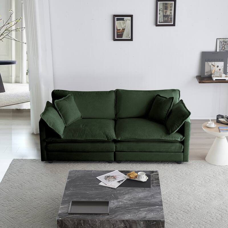 4-Seat Chenille Sofa Set with 2 Armchairs & 2-Seater