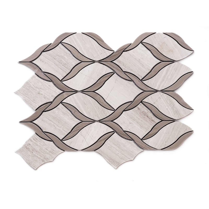 Santorini Vine 1x1 Honed Marble Mosaic Tile - Floor, Wall, Backsplash - 1 Sheet (1 Sq. ft.) - Wooden/ Athens Grey