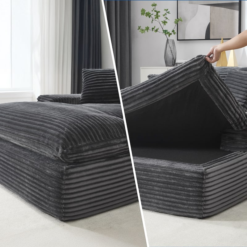 67" Upholstered Full Foam Chaise Lounge Chair Convertible Sofa Bed with Pillows, No Assembly Required