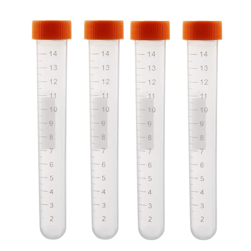 10 Pcs 15ml Plastic Centrifuge Tubes with Screw Cap Round Bottom Graduated Marks - Clear