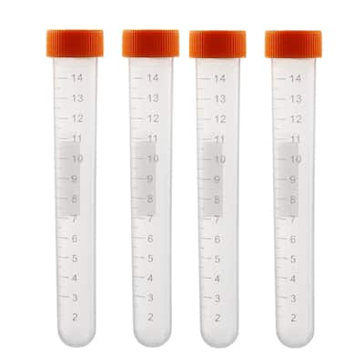 10 Pcs 15ml Plastic Centrifuge Tubes with Screw Cap Round Bottom Graduated Marks - Clear
