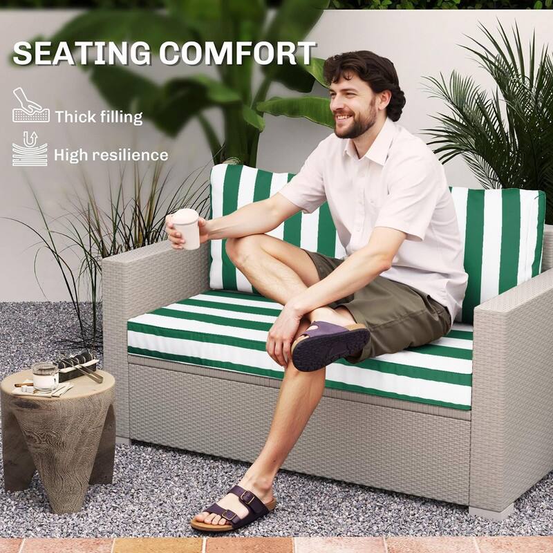 Outdoor Loveseat Cushion Set (Set of 1 Seats,48x24in, 2 Backs,24x18in )