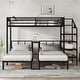 preview thumbnail 1 of 10, Twin XL over Twin & Twin Bunk Bed Metal Triple Bunk Bed with Foldable Desk, Storage Stairs Shelves and Safety Guardrails Black - Twin XL